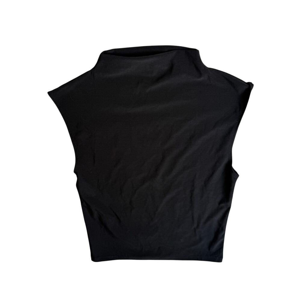 Aritzia Botanist Minimalist Sleeveless Mock Neck Smooth Matters Top Black 2XS